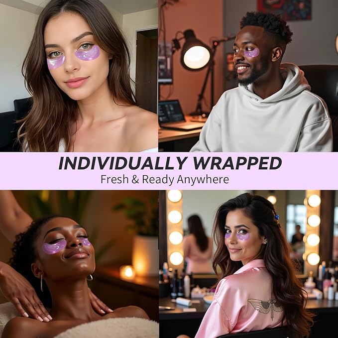 Retinol Under Eye Patches (24 Pairs), Purple Eye Masks for Dark Circles, Puffy Eyes & Wrinkles, Firming Collagen Eye Patches, Vegan Cruelty-Free Skincare Gifts for Her