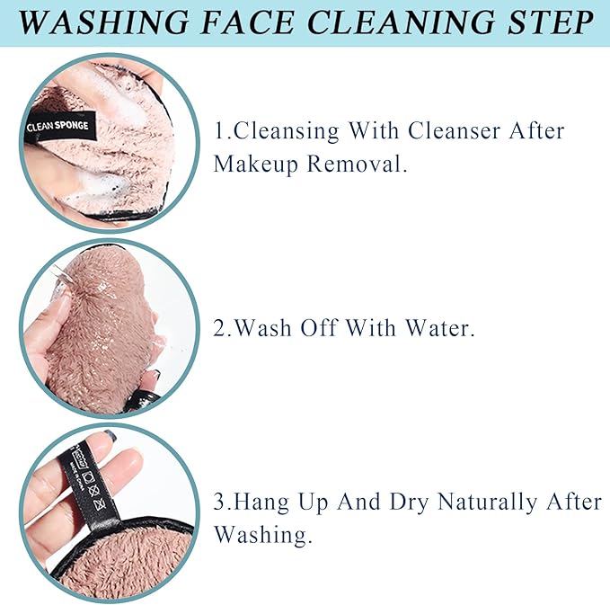 Vtrem 3 Colors Reusable Makeup Remover Pads Soft Facial Cleaning Puffs Towels Face Eye Lip Remover Pads Double-Side Washable Make Up Removing Cloth Microfiber, Pink/Brown/Black