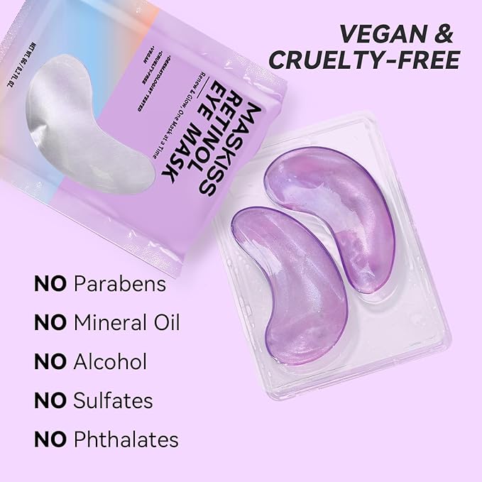 Retinol Under Eye Patches (24 Pairs), Purple Eye Masks for Dark Circles, Puffy Eyes & Wrinkles, Firming Collagen Eye Patches, Vegan Cruelty-Free Skincare Gifts for Her