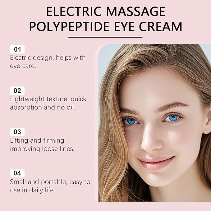 Electric Massage Eye Cream for Dark Circles, Wrinkles & Puffiness Relief, Firming, Hydrating, and Refreshing with Gentle Vibration