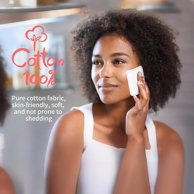 Square Cotton Pads,100% Cotton, Not to Shed or Fall Apart, 60 Count, Unique Triple-Layer Design for Daily Skin Care