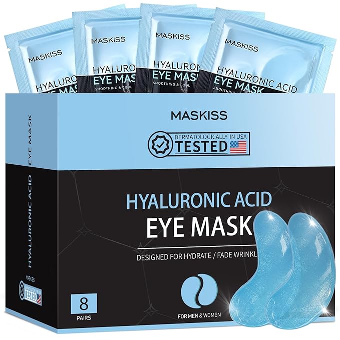 Under Eye Patches (8 Pairs), Hyaluronic Acid Eye Masks for Dark Circles Puffy Eyes Undereye Bags, Collagen Eye Patches for Wrinkles and Hydrate, Skin Care Gift for Her