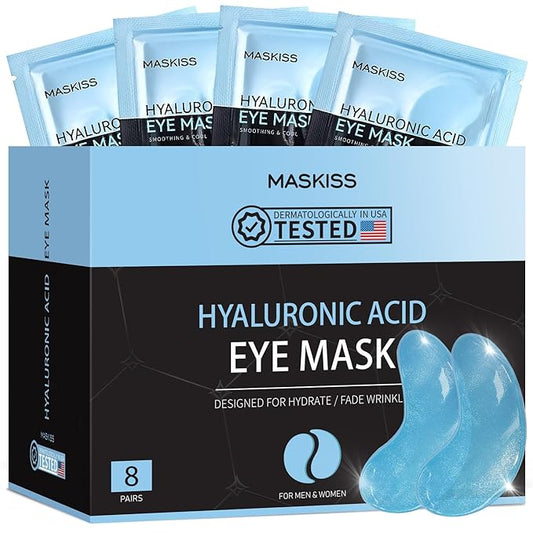 Under Eye Patches (8 Pairs), Hyaluronic Acid Eye Masks for Dark Circles Puffy Eyes Undereye Bags, Collagen Eye Patches for Wrinkles and Hydrate, Skin Care Gift for Her