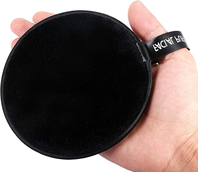 Vtrem 3 PCs Makeup Remover Pads: Reusable Soft Facial Cleaning Puffs Towels Christmas gifts Washable Make Up Removing Cloth Microfiber Multi-function, Black