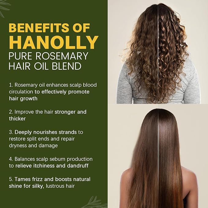Rosemary Castor Oil for Hair Growth 16oz - 100% Pure Rosemary Oil with Castor Oil, Blend of Effective Hair Oils For Hair Growth, Hydration Scalp, Reduce Loss & Split Ends