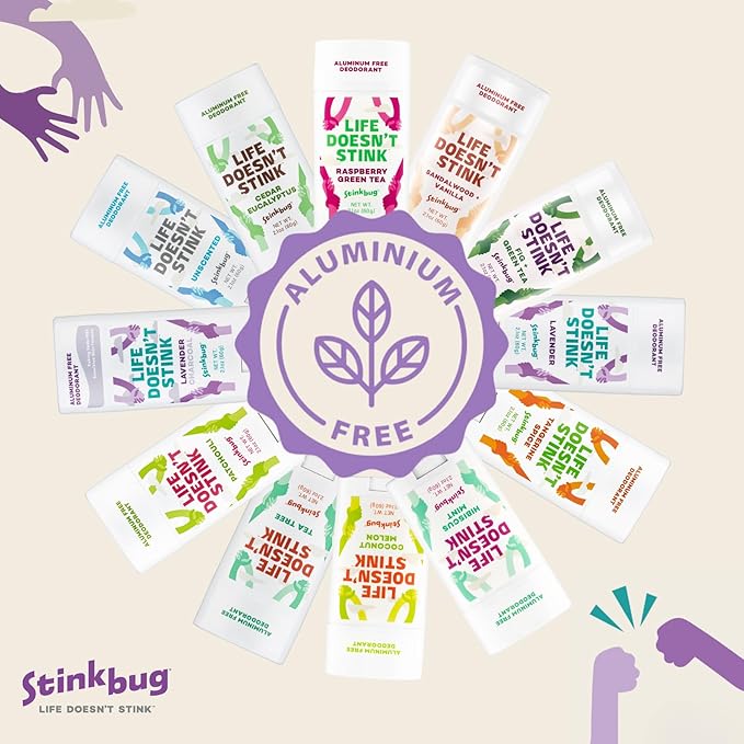 Stinkbug Naturals Organic Aluminum Free Travel Size Deodorant Stick with Amber Sage, Coconut Oil and Activated Charcoal, 0.75 Ounce Pack of 9