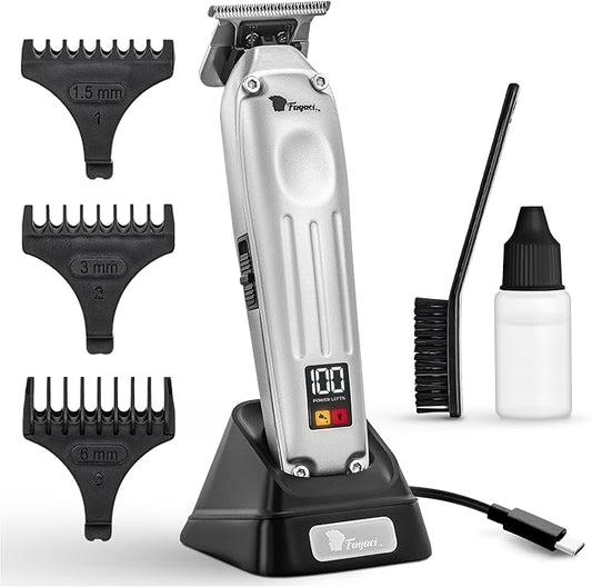 Fagaci Professional Zero Gapped Trimmer for Men, 5X Longer Sharpness Cordless Beard Trimmer for Men, T Liners Professional Trimmers for Barbers with Brushless Motor, Zero Gap Trimmers Barber T Blade