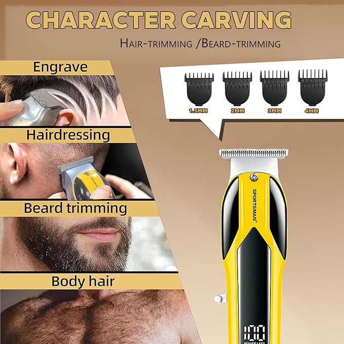 Hair Clippers for Men, Cordless Clipper and Trimmer Set, Clippers for Hair Cutting Kit with LCD Display, Long Battery Life, R-Shaped Rounded Corner Design,Powerful Motor, Gifts for Men