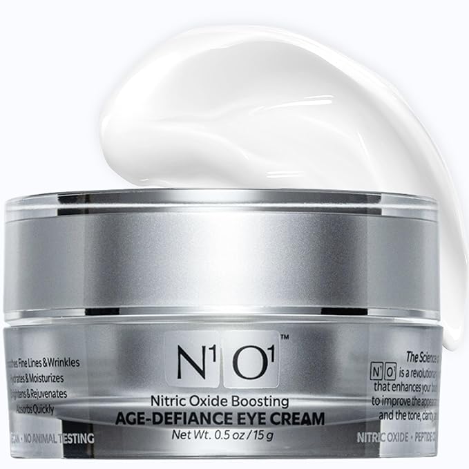 N1O1 Age-Defiance Eye Cream - Day & Night Moisturizer with Nitric Oxide, Hyaluronic Acid, Complex Peptides, Ceramides - Hydrating Eye Cream for Dark Circles, Wrinkles, Fine Lines, Puffiness - 0.5 oz.