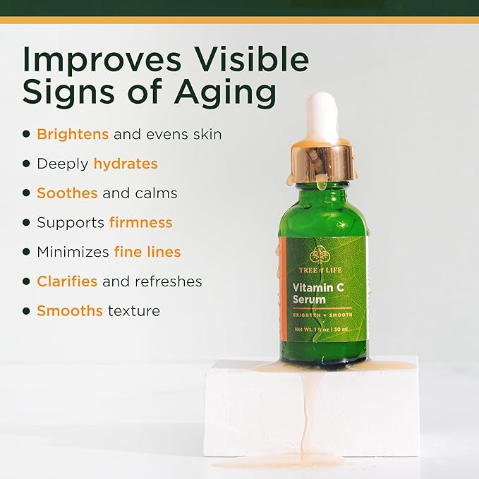 Tree of Life Beauty Vitamin C Skin Care Set, Skin Face Oil, Facial Serums for Dry and Sensitive Skin with Hyaluronic Acid & Vitamin E Soft Skin, 1 Fl Oz (Pack of 2)