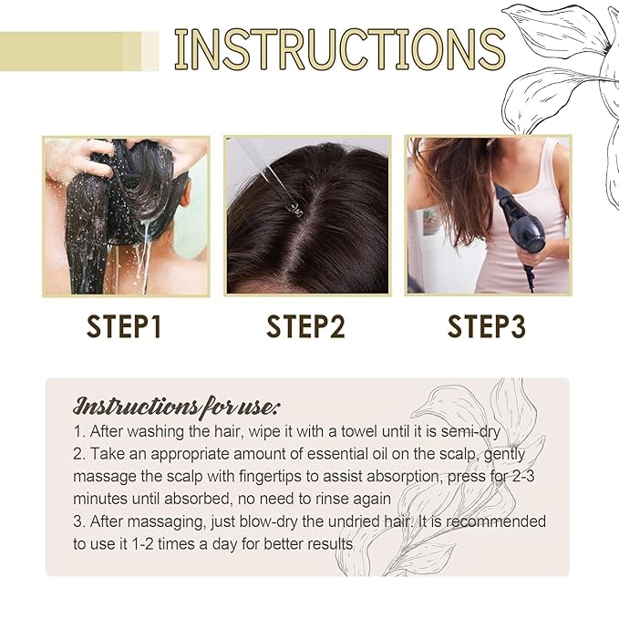 120ML Natural Hair Growth, Rosemary Oil for Hair Growth Organic, Rosemary Oil for Dry Damaged Hair and Growth Thin Hair （2PCS）