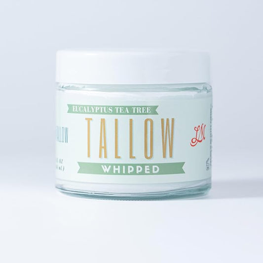 Whipped Tallow 9oz - All Natural Face Cream + Whole Body Moisturizer for Dry Skin - Made With Eucalyptus Oil - No Preservatives, Parabens or Seed Oils - USA Made (Eucalyptus Tea Tree)
