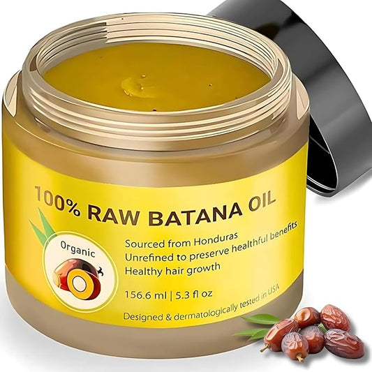 Batana Oil for Hair Growth – 100% Raw Unrefined Organic Ojon Oil from Honduras – Cold Pressed Hair Treatment for Thicker, Fuller, Healthier Hair – Dry Scalp & Damage Repair – 5.3 oz