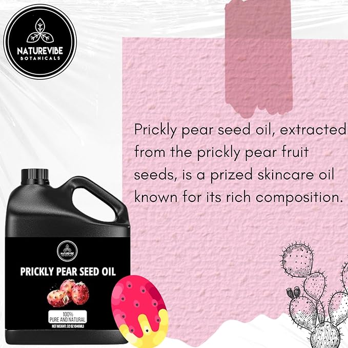 Naturevibe Botanicals Prickly Pear Oil 32 Ounces | 100% Pure and Natural | Great for Skin Care and Hair Care