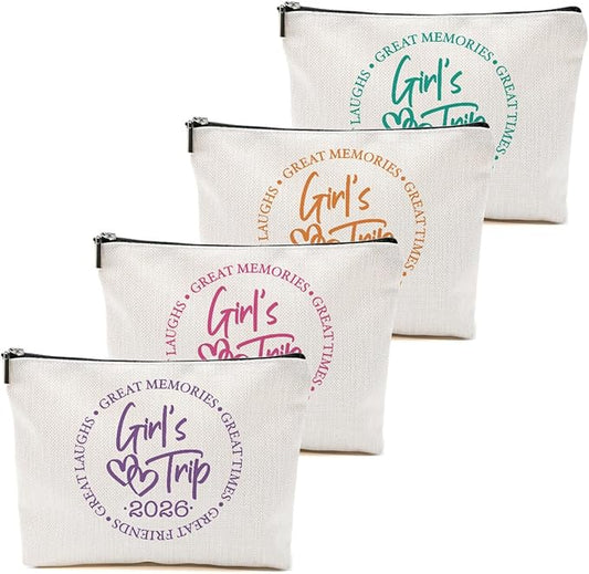 1 Pcs 3 Pcs 4 Pcs Makeup Bag, Girls Trip Gifts Favors Girls Weekend Gifts, Friendship Gifts for Women Bestie Bride