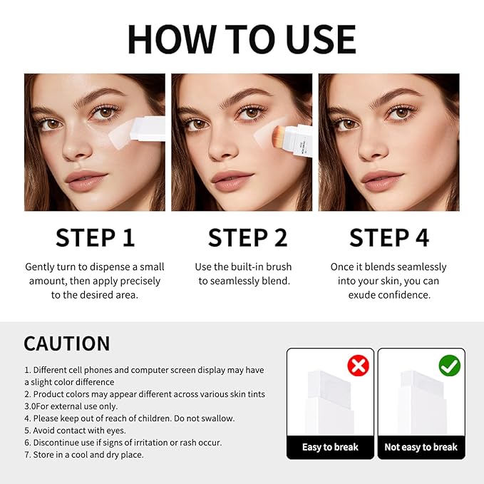 AKARY Blance Cover Cream Stick, Korean Portable Color Changing Foundation Stick, Hydrating Concealer Base Makeup, Dual-Ended with Brush, Portable Blur Pores Even Skin Tone for All Skin Types, #1 Fair