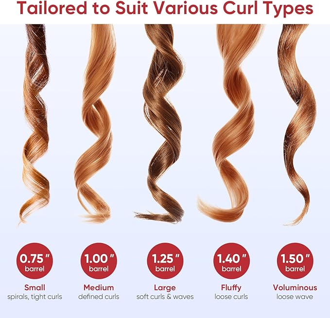 1.25 Inch Curling Iron, 5 Temperature Settings, Professional Spring Hair Iron for All Hair Types, Max 430℉ with Heat Resistant Mat (1 1/4 Inch Pink)