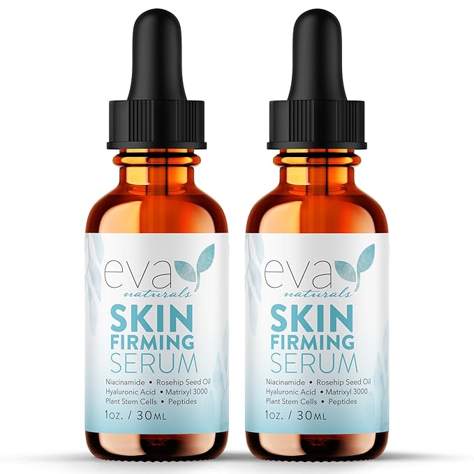 Eva Naturals Skin Firming Serum with Hyaluronic Acid, Vitamin C, and Niacinamide for Face - 2 Pack