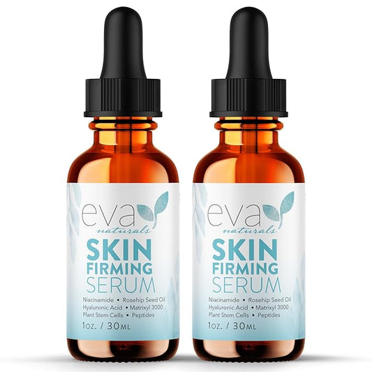 Eva Naturals Skin Firming Serum with Hyaluronic Acid, Vitamin C, and Niacinamide for Face - 2 Pack