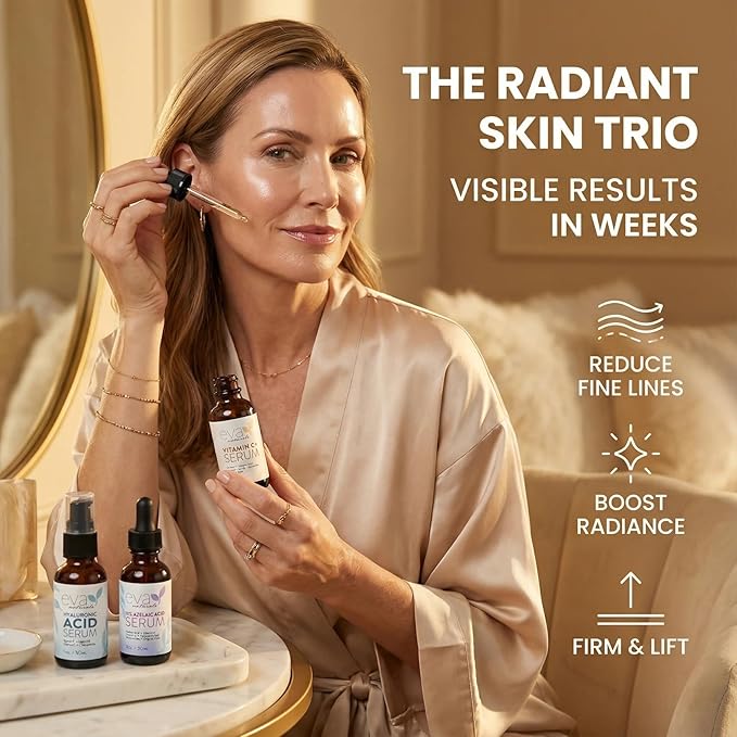 Eva Naturals Azelaic Acid Skincare Serum for Face – Facial Care with Niacinamide & Hyaluronic Acid Formula for Redness Soothing, Acne Breakouts, Uneven Skin Texture, Fragrance Free (1 Fl Oz)