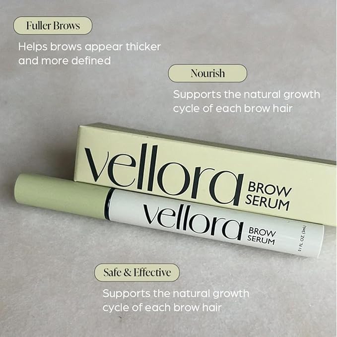 Eyebrow Serum by Vellora for Fuller Looking Brows, 3mL – Formulated with Nourishing Vitamins & Plant-Based Extracts – Visibly Enhances Brow Definition and Fullness