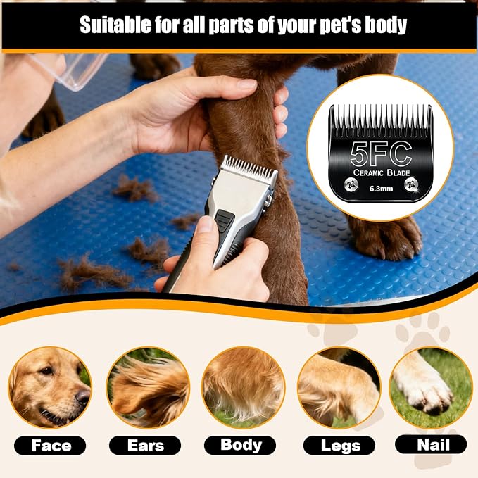 Dog Grooming Clipper Blades Replacement Compatible with Andis Dog Clippers,Most OsterA5, Wahl KM Series Pet Clippers (Black(5FC))