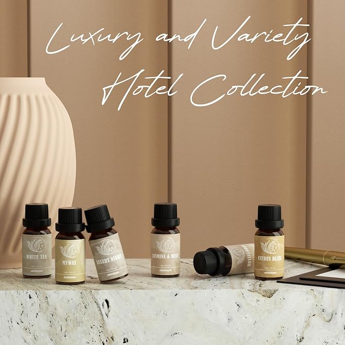 Hotel Diffuser Oils Gift Set, ARVIDSSON Luxury Fragrance Oil Blend, Hotel Scent Essential Oils for Diffuser, Jasmine & Mint, White Tea, Citrus Bliss, M-Way, Fancy Lobby, Gift for Women and Men