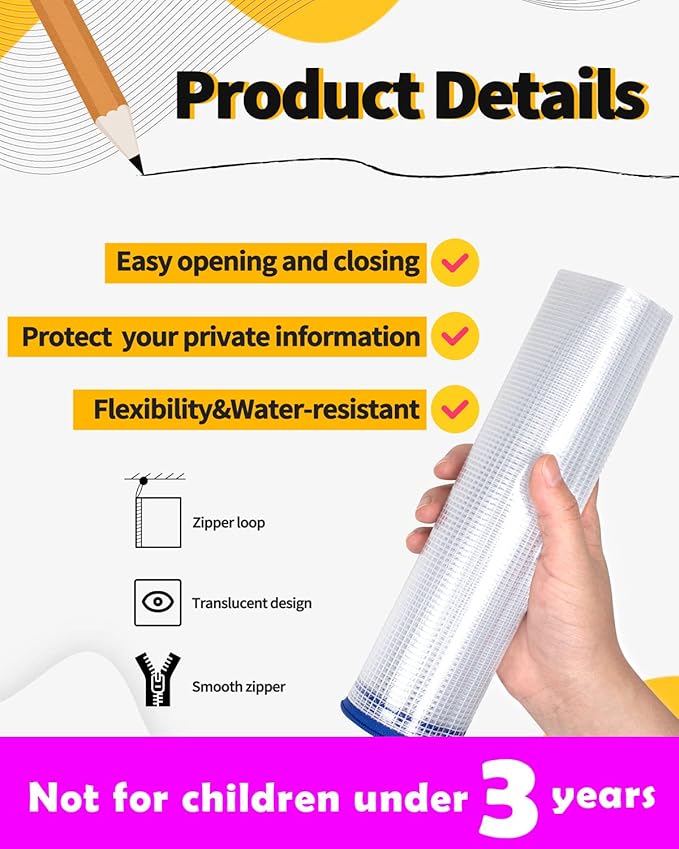 SUNEE Mesh Zipper Pouch 9.2x12.5 in (6 Colors, 24 Packs),Extra Large Water-Resistant Zip Bag for School Office Supplies, Puzzles & Games Organizing Storage