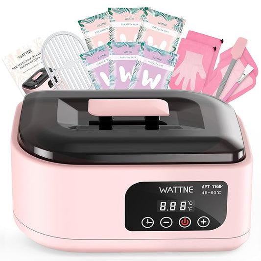 Wattne Paraffin Wax Machine for Hands & Feet – Paraffin Wax Warmer Moisturizing Kit with Auto-Timer & Precision Temperature Control, Paraffin Wax Bath for Arthritis, Dry Skin Care, Home Spa-Pink