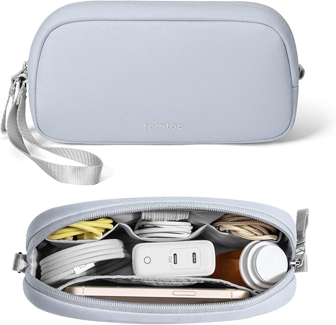 tomtoc Electronics Organizer Travel Case Performance, Water Resistant Bag Cable Tech Pouch Accessories, Carry Storage for Cord, Phone, Cables, Airpods, USB Flash Drive, Daily Items