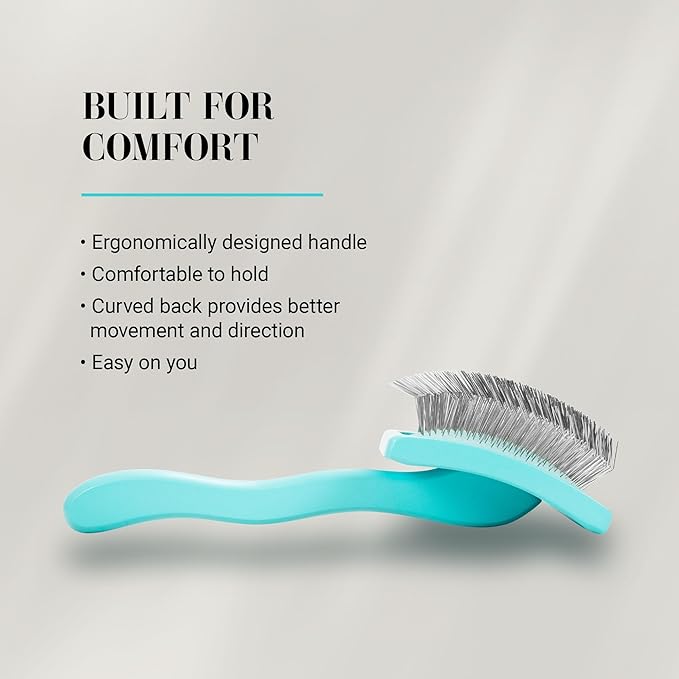 Chris Christensen Big G Dog Slicker Brush for Dogs (Goldendoodles, Labradoodles, Poodles), Groom Like a Professional, Fluff Detangle Style, Saves Time Energy, Teal, Large