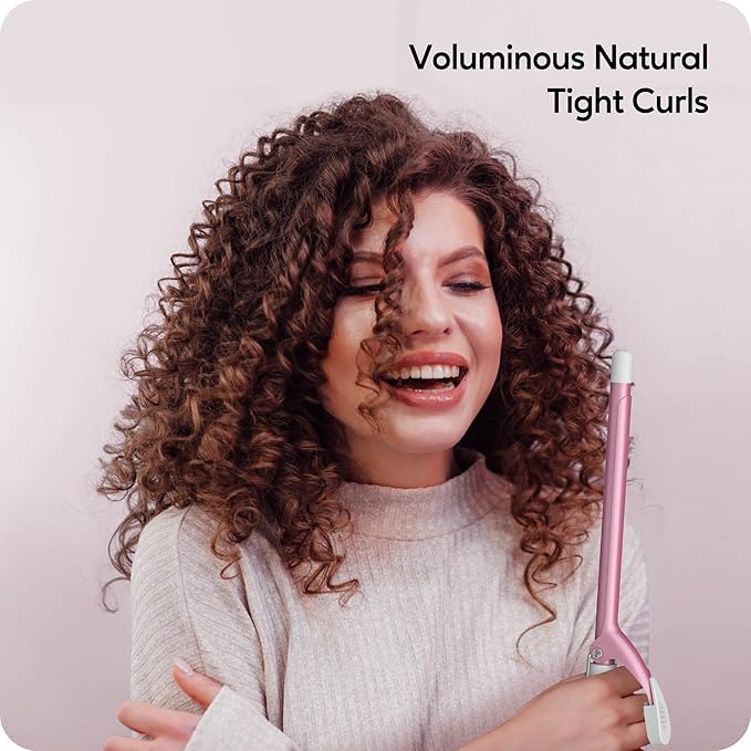 1/2 Inch Curling Iron Wand Ceramic, Small Barrel Curling Iron for Tight Curls, Half Inch Tiny Curling Wand for Short & Long Hair, Heat Up Fast, Digital Temp Control