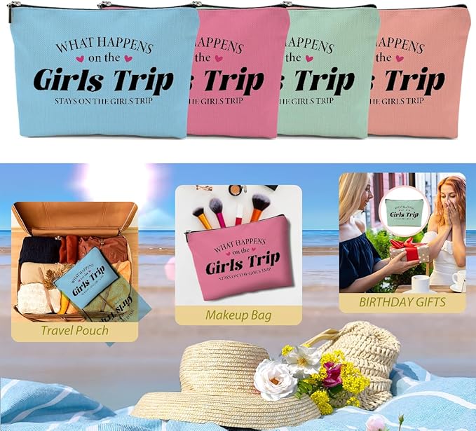 1 Pcs 3 Pcs 4 Pcs Makeup Bag, Girls Trip Gifts Favors Girls Weekend Gifts, Friendship Gifts for Women Bestie Bride