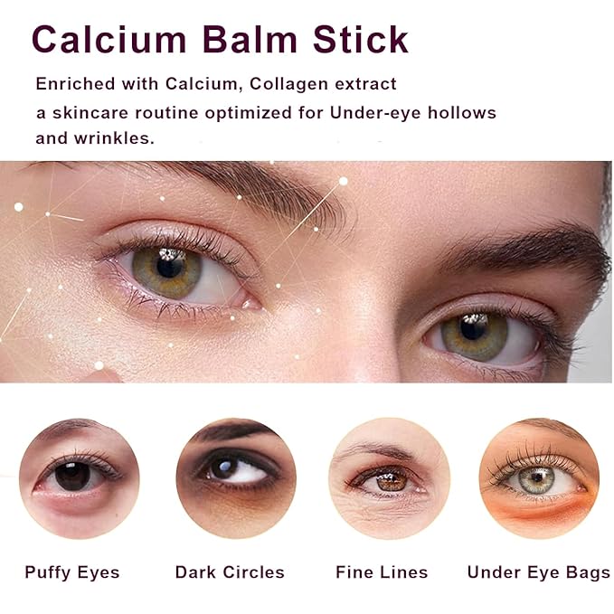 2Pcs Wrinkle Bounce Calcium Multi-Balm Stick, Collagen Moisturing Multi Balm, Wrinkle Core Stick for Under-Eye, Forehead, Neck Skin Care Line Hydrating, Firm & Plump