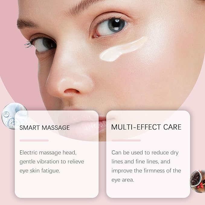 Electric Massage Eye Cream for Dark Circles, Wrinkles & Puffiness Relief, Firming, Hydrating, and Refreshing with Gentle Vibration