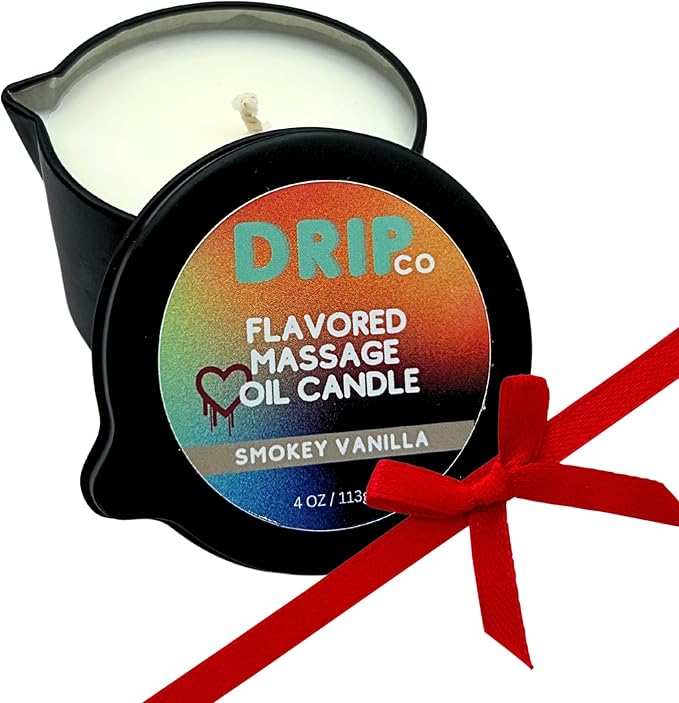 Drip Massage Candle 4 oz, Smokey Vanilla Pour Massage Oil on Body - Couples Gifts, Massage Therapy