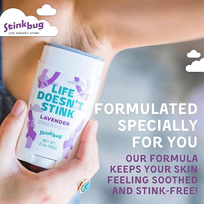 Stinkbug Naturals Organic Aluminum Free Travel Size Deodorant Stick with Vanilla Mint, Coconut Oil and Activated Charcoal, 0.75 Ounce Pack of 6