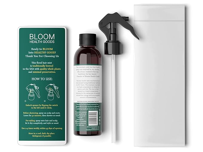 Rosemary & Fermented Rice Water Hair Growth Spray – Whole Plant Natural Ingredients for Strong, Healthy Hair (6 oz)