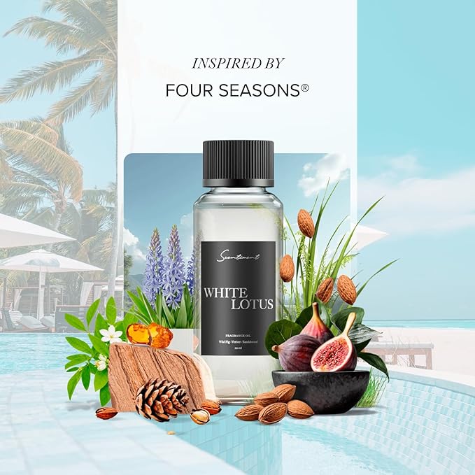 Scentiment Diffuser Oil - White Lotus | Aromatherapy Home Fragrance | Inspired by 5-Star Hotels | Luxurious Scent with Notes of Wild Fig, Vetiver, Almond, Sandalwood (20 mL)