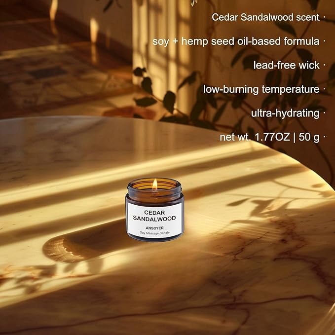 Mini Massage Candle for Body Oil - Portable Warm Oil Candle for Dry Skin Relief & Relaxation, Scented Candles for Women Self Care, Stocking Stuffer Gift - 1.77OZ