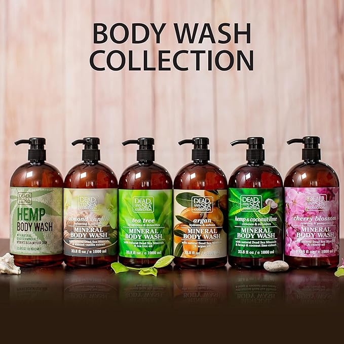Dead Sea Collection Hemp Body Wash for Women and Men – Hemp Oil Infused with Dead Sea Minerals – Moisturizing Shower Gel for Dry & Sensitive Skin – 33.8 fl oz