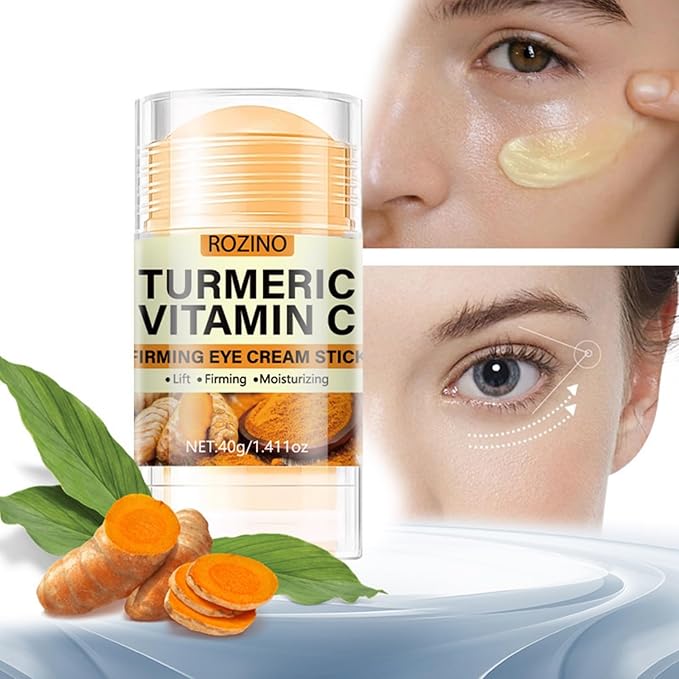 Turmeric Vitamin C Eye Stick, Unde Eye Balm for Dark Circles and Puffiness Anti Aging Moisturizer Under Eye Cream Even Skin Tone Firming Hydrating Bags Reduces Fine Lines 1.41 Oz