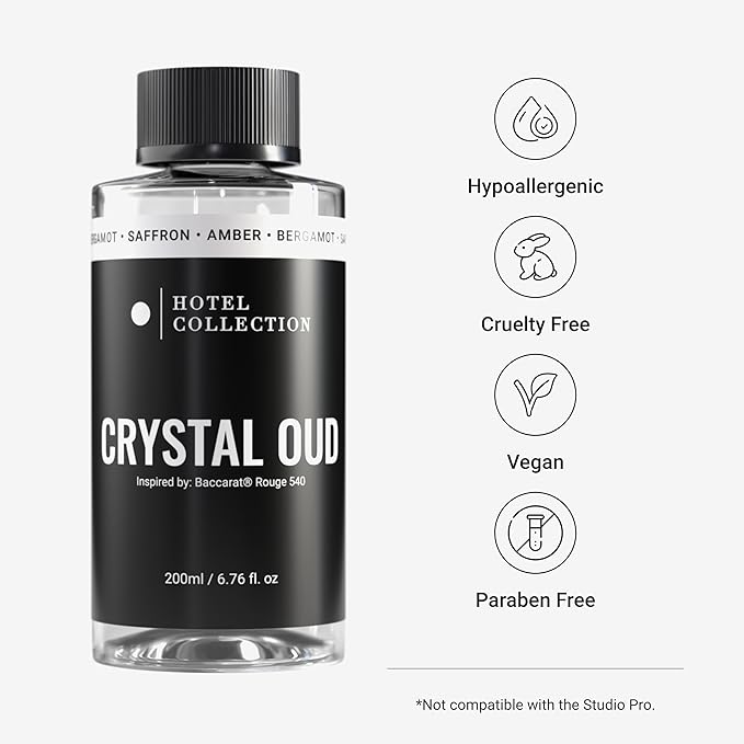Hotel Collection Diffuser Oil - Crystal Oud - Aromatherapy Essential Fragrance Oil - Bergamot, Sweet Berries, Jasmine & Saffron - 200ML 6.7 Fl oz