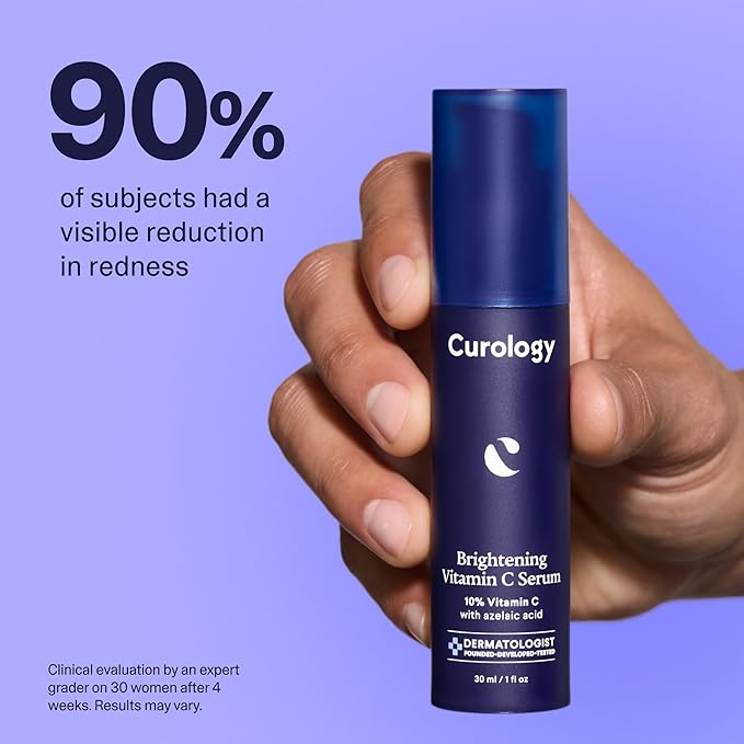 Curology Brightening Vitamin C Serum, Visibly Evens Skin Tone, Smooths Texture, and Calms Redness, Milky Texture, 1 fl oz