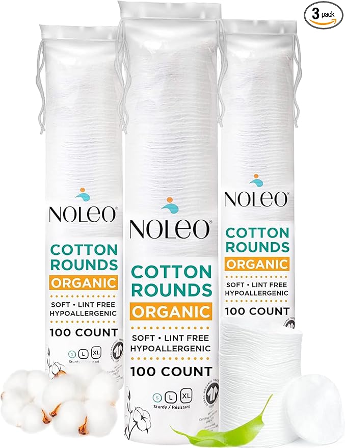 Organic Cotton Rounds Compatible with Makeup Products, Eye Makeup Remover Pads and Baby Wipes, Small, 300 Count - Noleo