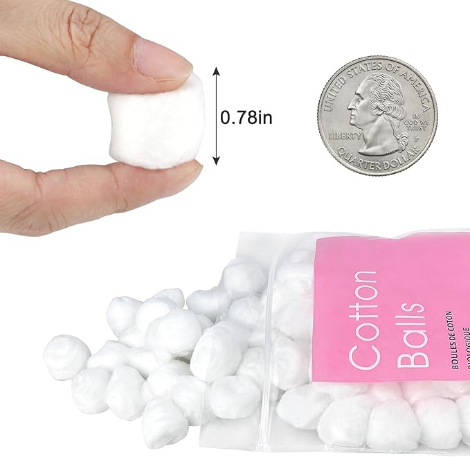 250 Count Cotton Balls, 100% Pure Organic Cotton, Soft & Super Absorbent, Includes 2 Cotton Ball Holders for Bathroom & Vanity, Perfect for Face Makeup Remover, Nail Polish Removal, Crafts, Pet Care