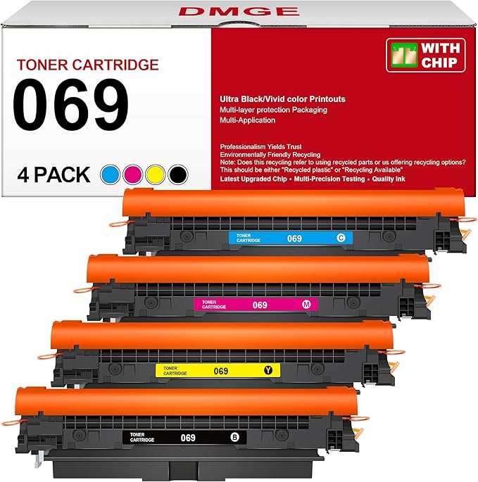 069 Compatible Toner Cartridge Replacement for Canon 069 069H for Color ImageCLASS Mf753cdw MF751Cdw MF752Cdw LBP674Cdw MF752Cdw MF756Cx LBP673Cdw Printer (Black, Yellow, Cyan, Magenta, 4-Pack)