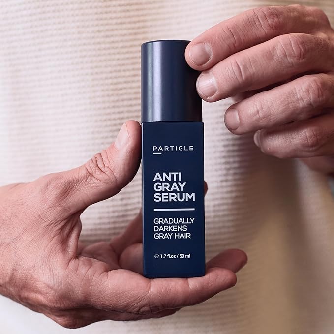 Particle Anti-Gray Serum for Men – Gradually Reduces Gray Hair on Head & Beard Without Dye – Natural Gray Reduction with Silverfree™, Vitamin A, Melitane & Allantoin – Peroxide & Ammonia Free