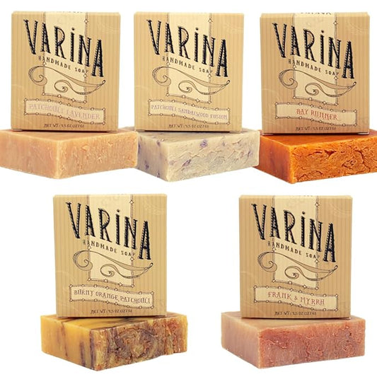 Patchouli Soap Variety - 5 Pack - Gentle Cleansing for Sensitive Skin, Earthy Scents Handmade Soap