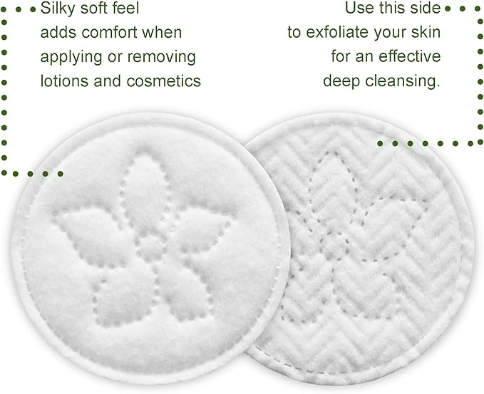 Premium 100% Cotton Rounds (100 Count) - Soft and Gentle Makeup Remover and Cleansing Pads for Face, Nail, and Personal Care - Absorbent, Textured, Lint-Free, and Hypoallergenic